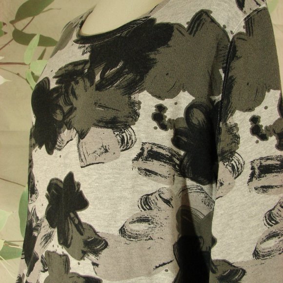Floral Greys Grays Pull Over Sweatshirt XL LOGG french terry soft comfortable - Picture 7 of 12